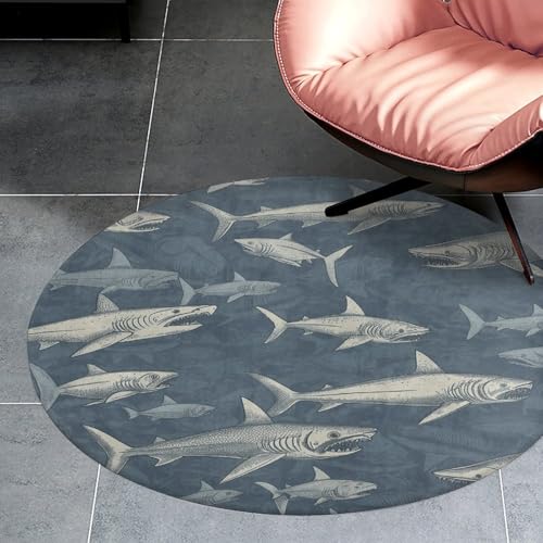 Alfombra pequeña lavable de cocina dormitorio y baño con tiburón 3