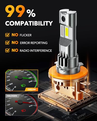 Image of OXILAM H11B LED Light Bulb, 1100% Brighter H8B /H9B Fog Bulb, 60,000Hrs Lifespan, 5MIN Direct Plug, IP68, Anti-Flicker LED Light for Cars Trucks SUVs, Pack of 2