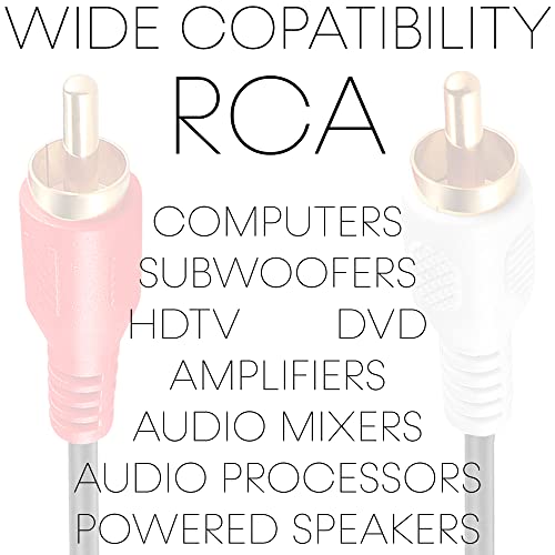 Cmple - 2 Rca Male To 2 Rca Male Stereo Audio Cable - Double Rca Stereo Cable/Cord - Gold Plated For Home Theater, Hdtv, Av Receivers, Amplifiers, Gaming Consoles, Hi-Fi Systems, Rca Cable - 3 Ft #TOP3