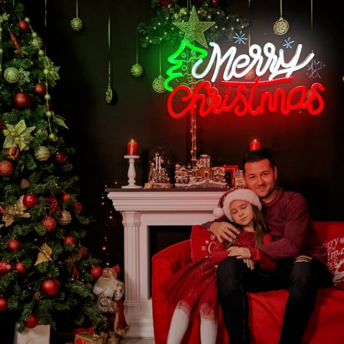 Image of Merry Christmas Neon Sign Dimmable Neon Light for Wall Decor USB Powered Christmas Led Sign for Xmas Party Bar Home Room Decor Holiday Wedding Holiday Light Up Signs