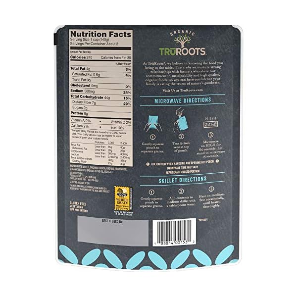 TruRoots Organic Quick Cook Olive Oil and Sea Salt Quinoa, Brown Rice and Lentil Blend, 8.5 Ounces (Pack of 8), Ready to Eat in 60 Seconds, Certified USDA Organic, Non-GMO Project Verified