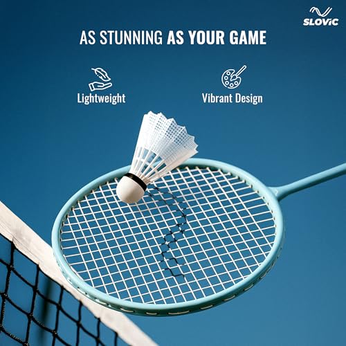 Image of Slovic Badminton Racket for Men & Women | Lightweight Racket with Nylon String Net & Cover | Ergonomic Handle with G3 Size Grip | Badminton Racket Ideal for Beginners & Intermediates