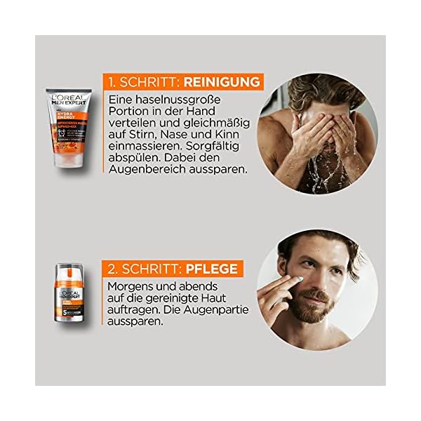 L'Oréal Men Expert Geschenkset für Männer, Mit Waschgel und 24h Feuchtigkeitspflege mit Guarana und Vitamin C, Hydra… – Bild 7