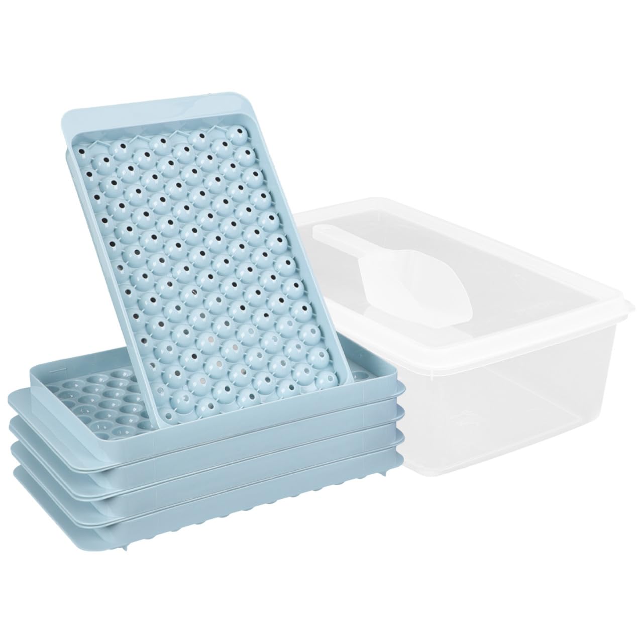 Zerodeko Stampo per Cubetti di Ghiaccio Rotondi in Plastica Design Impilabile e Facile Rilascio, per Bar e Negozi di Snack
