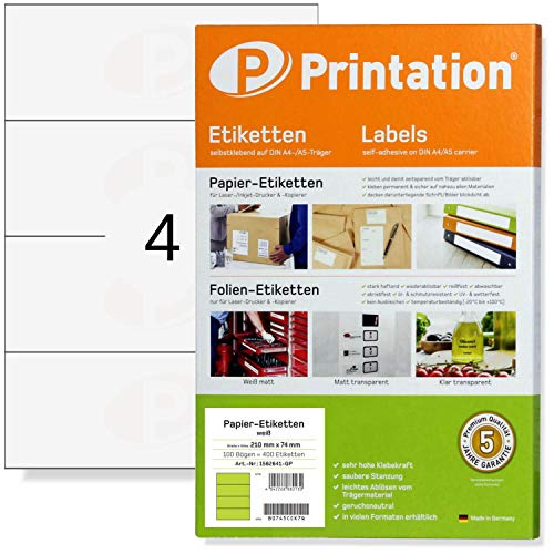 Étiquettes 210 x 74 mm autocollantes Printation pour corriger vos erreurs de classement