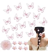 Butterfly Hair Clip Wedding Flower Hair Clip Embroidery Flower Hair Pins Lace Butterfly Hair Bows...