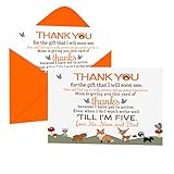 15 Woodland Thank You Cards with Orange Envelopes - Stationery for Baby Shower - Boys or Girls - Rustic Party Theme