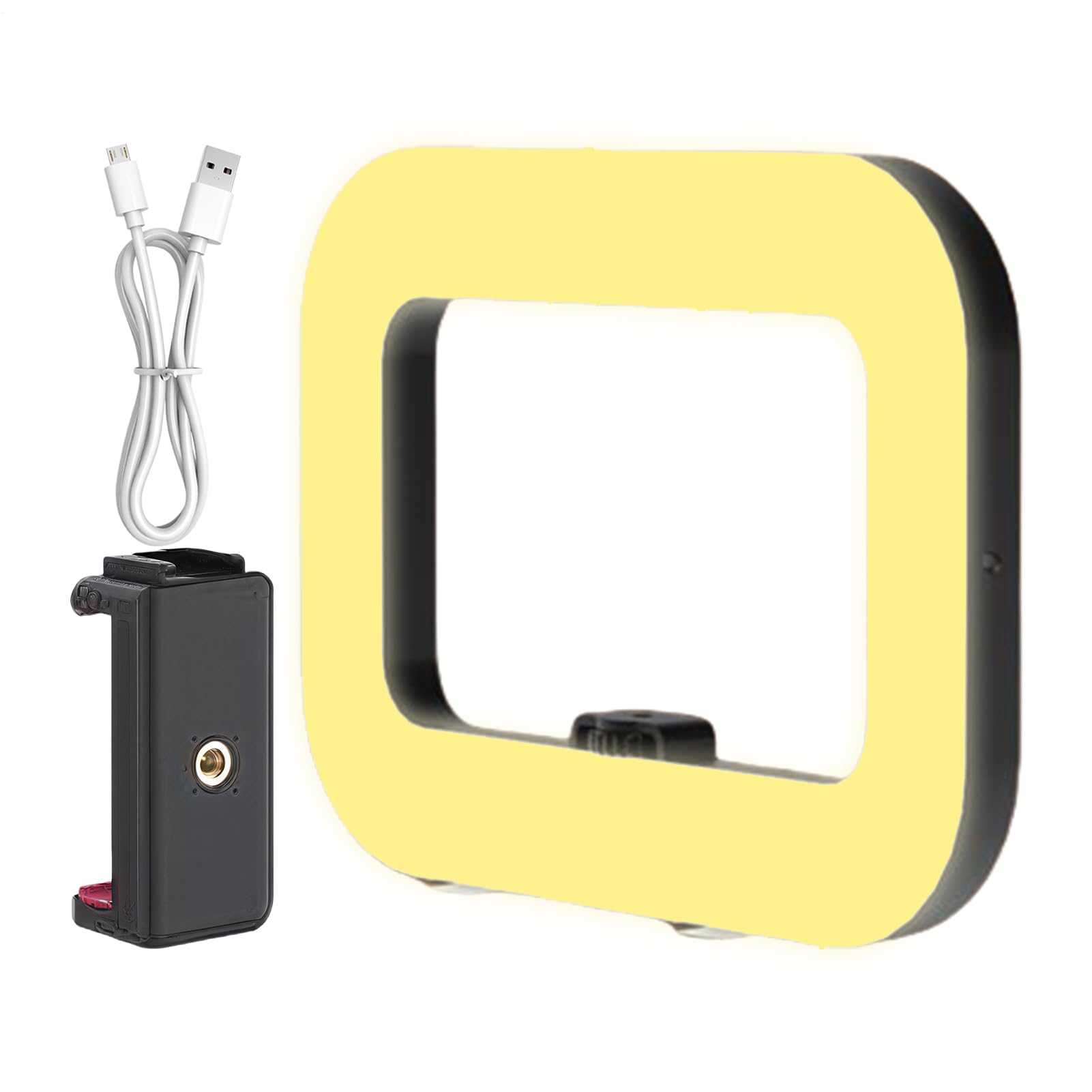 Lampa pierścieniowa LED Antywstrząsowa ergonomiczna ręczna kamera | Kwadratowy stabilizator wideo z lampą Wielofunkcyjny do streamingu makijażu w studio i plenerze słabe