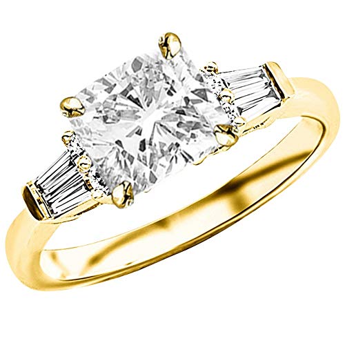 14K Yellow Gold Cushion Ring with 1.5 Carat Center