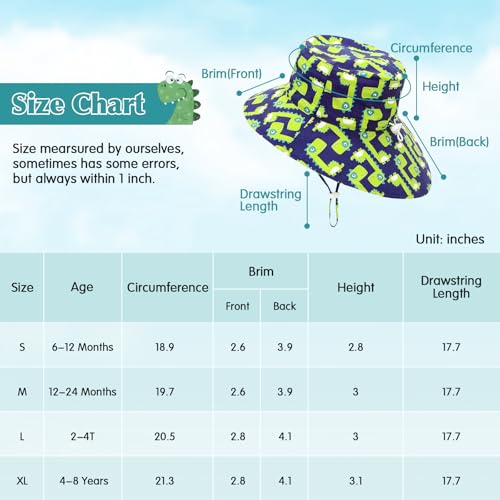 American Trends Kids Sun Hat Toddler Wide Brim & Adjustable UPF 50+ Sun Protection Hat for Boys Girls 6 Months-8 Years3
