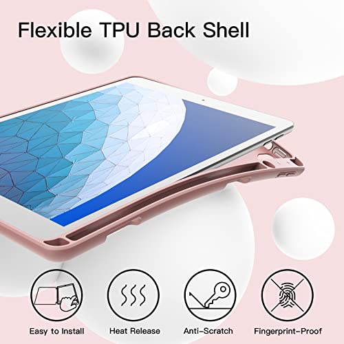 Image of JETech Cover Case for iPad Pro 10.5-Inch and iPad Air 3 (10.5-Inch 2019, 3rd Generation) with Pencil Holder, Slim Tablet Cover with Soft TPU Back, Auto Wake /Sleep (Rose Gold)
