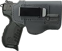 Vista 1 de Funda de cuero IWB para Ruger SR22 – Se adapta a Ruger SR22 con o sin láser LaserMax Mini para transporte oculto