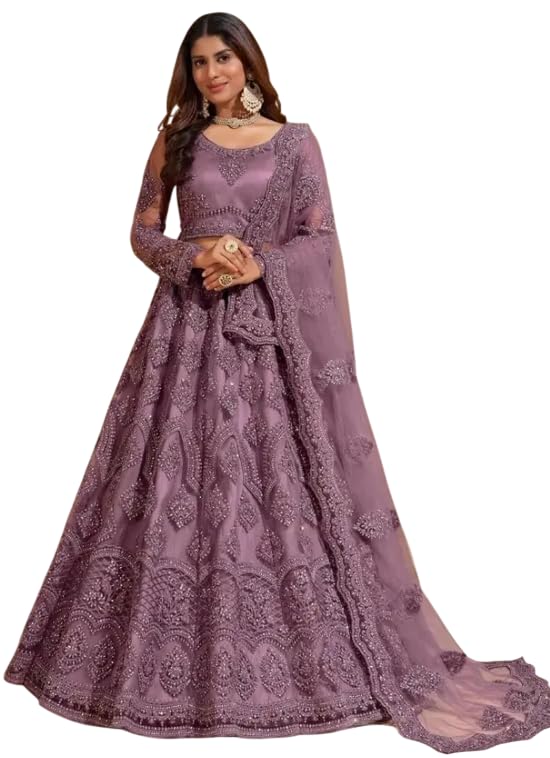 Solid Pattern Net Lehenga Choli for Women and Girls | Minimalist Ethnic Wear Plain Ghagra Choli with Matching Dupatta-image-21