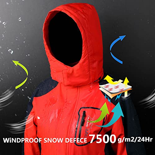 Ohsnmaksl Boy's Waterproof Ski Jacket Warm Winter Snow Coat Kids Fleece Snowboarding Jackets Thick Hooded Windproof Coats21Cfy-Boy-Red-14-16 #TOP3