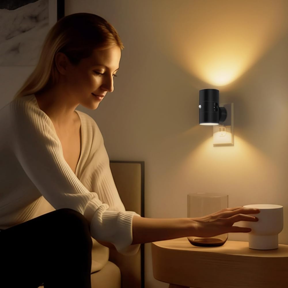 Lumora - Lampe murale LED haut de gamme Veilleuse Prise Electrique avec détecteur de mouvement, intensité variable, pour intérieur, couloir, chambre, escalier