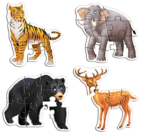 Image of Creative's Early Puzzles Step II - Wild Animals Puzzle | Educational Puzzles Game | Fun to Learn Game | Knowledge of Wild Animals ( Tiger, Elephant, Bear,Deer & Animals Group) for 3 & Up Kids