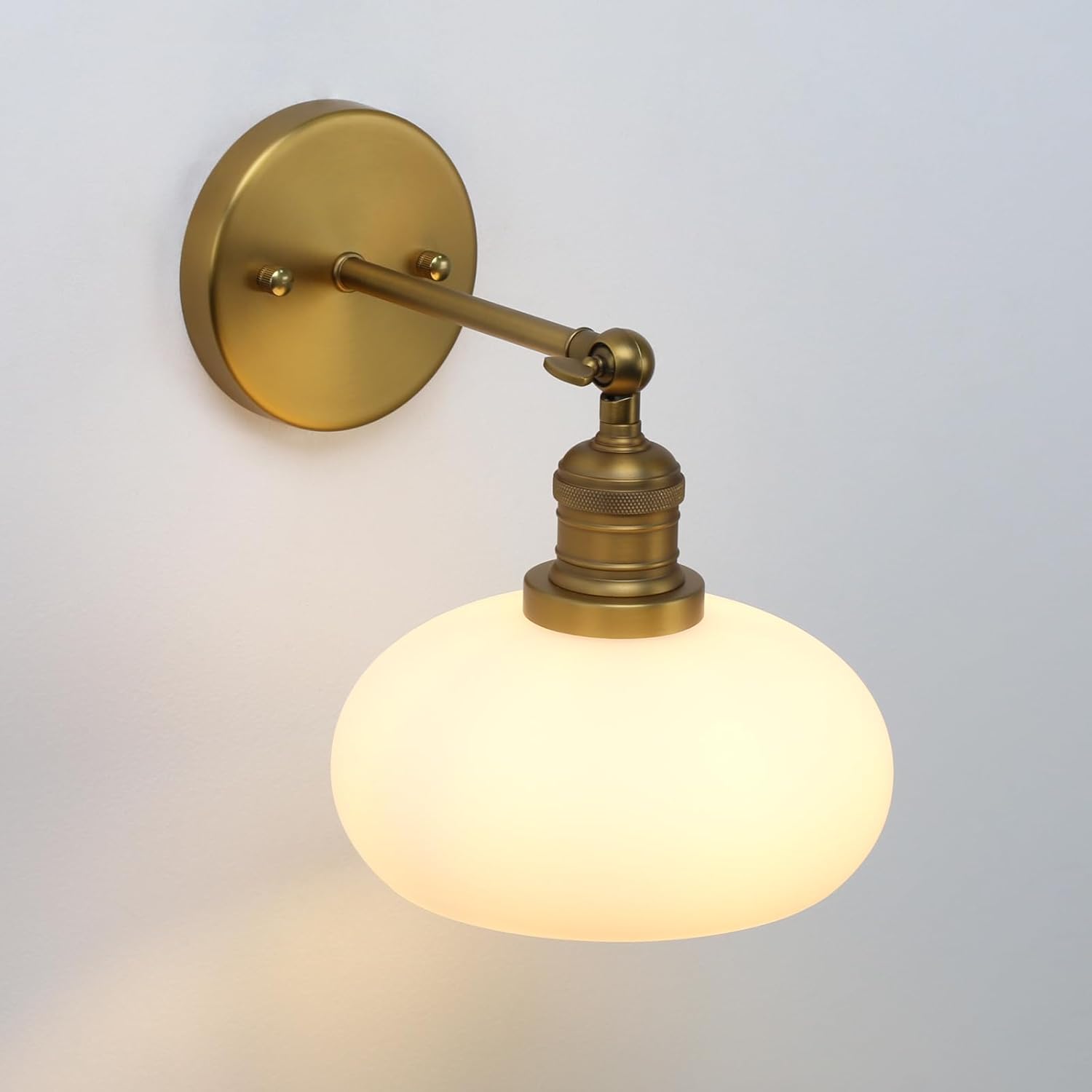 Pathson Milk White Glass Wall Sconce Lamp, Hardwired Vintage Bathroom Vanity Light Fixture for Wall Painting, Living Room, Foyer, Kitchen Sink, Bedroom, Farmhouse Lighting