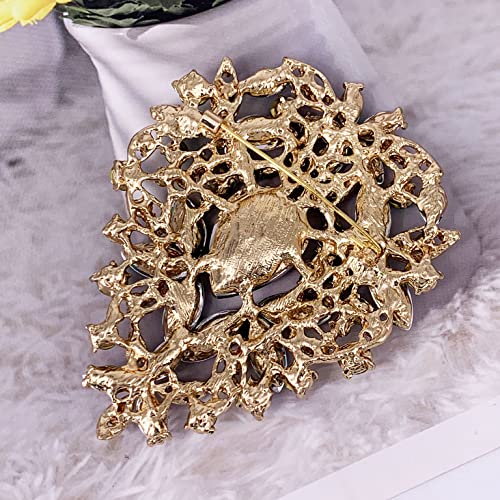Image of SELOVO Leaf Bouquet Scarf Big Brooch Pin Broach Crystal Jewelry
