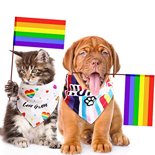 6 Pieces Pride Dog Bandanas Rainbow Pet Bandanas Holiday Dog Bandanas Summer Triangle Scarfs Bibs For Small Medium Large Dogs (Classic Pattern) #TOP5