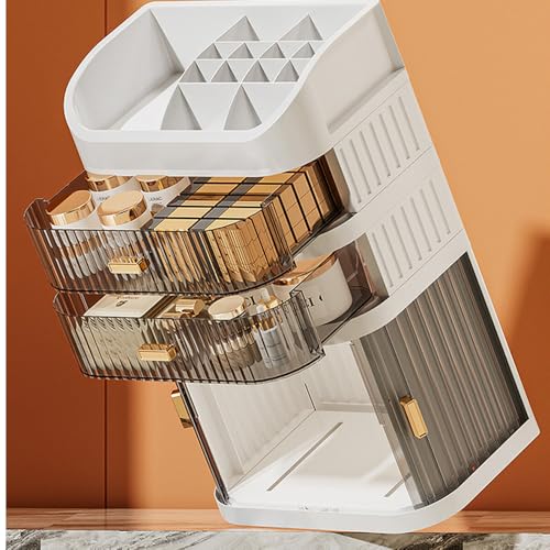 evomosa Caja de almacenamiento de cosméticos puerta corredera cajón escritorio multifuncional armario de almacenamiento multicapa maquillaje caja tocador (Style A) - imagen 4