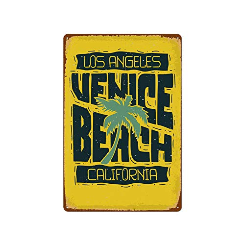 Venice Beach California-Vintage Metal Tin Sign Warning Sign Gift Garden Yard Sign Festival Decoration Family Farm Garage Art Wall Sign 12x8inch