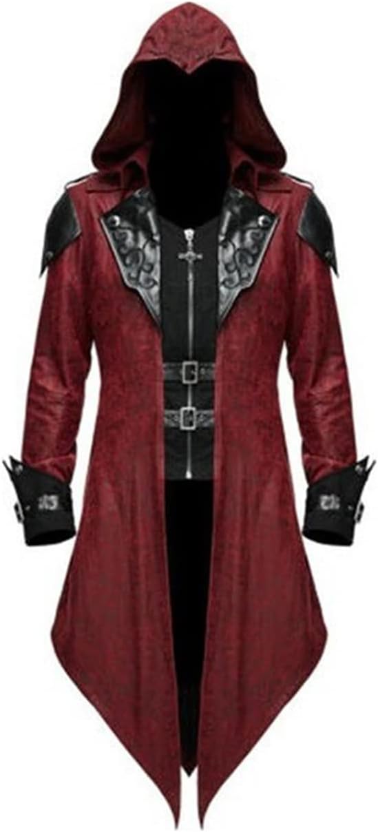 Medieval Renaissance Costume for Men Vampire Viking Trench Steampunk Gothic Coat Halloween Cosplay Party Outfits
