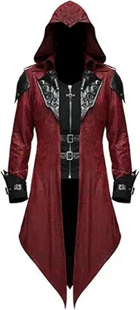 Medieval Renaissance Costume for Men Vampire Viking Trench Steampunk Gothic Coat Halloween Cosplay