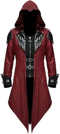 Medieval Renaissance Costume for Men Vampire Viking Trench Steampunk Gothic Coat Halloween Cosplay