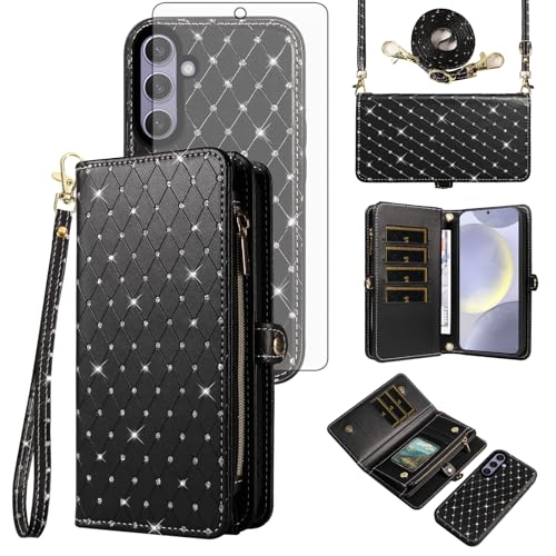 Étui portefeuille Samsung S25+ 5G Asuwish antichoc avec film écran inclus