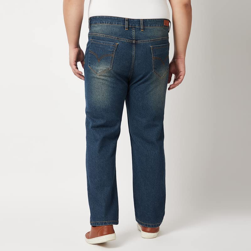 Image of Zush Men's Regular Fit Dark Blue Color Mid Rise Plus Size Stretchable Jeans