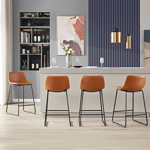 Counter Height Bar Stools Bar Stools Set Of 4, Industrial Counter Chair Dining Chairs,Modern Counter Height Stools Barstools Boho For High Table Home Office Kitchen Islands Chair Whiskey Brown,24" #TOP22