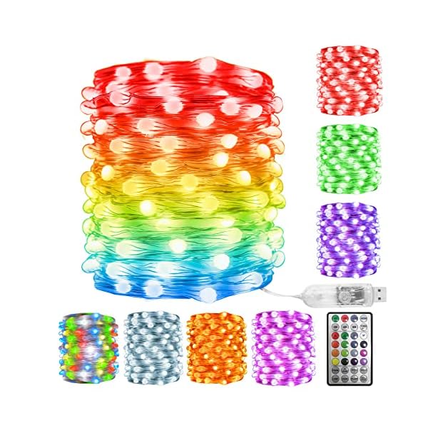 DELICHTER Lichterkette,100 LEDs bunt Lichterkette mit USB-Betrieben heller Glühbirnen，LED RGB deko für Party,Fest, Innen…