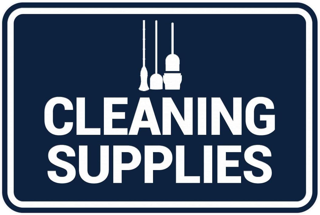 Signs ByLITA Classic Framed Cleaning Supplies Sign (Navy Blue/White) - Small