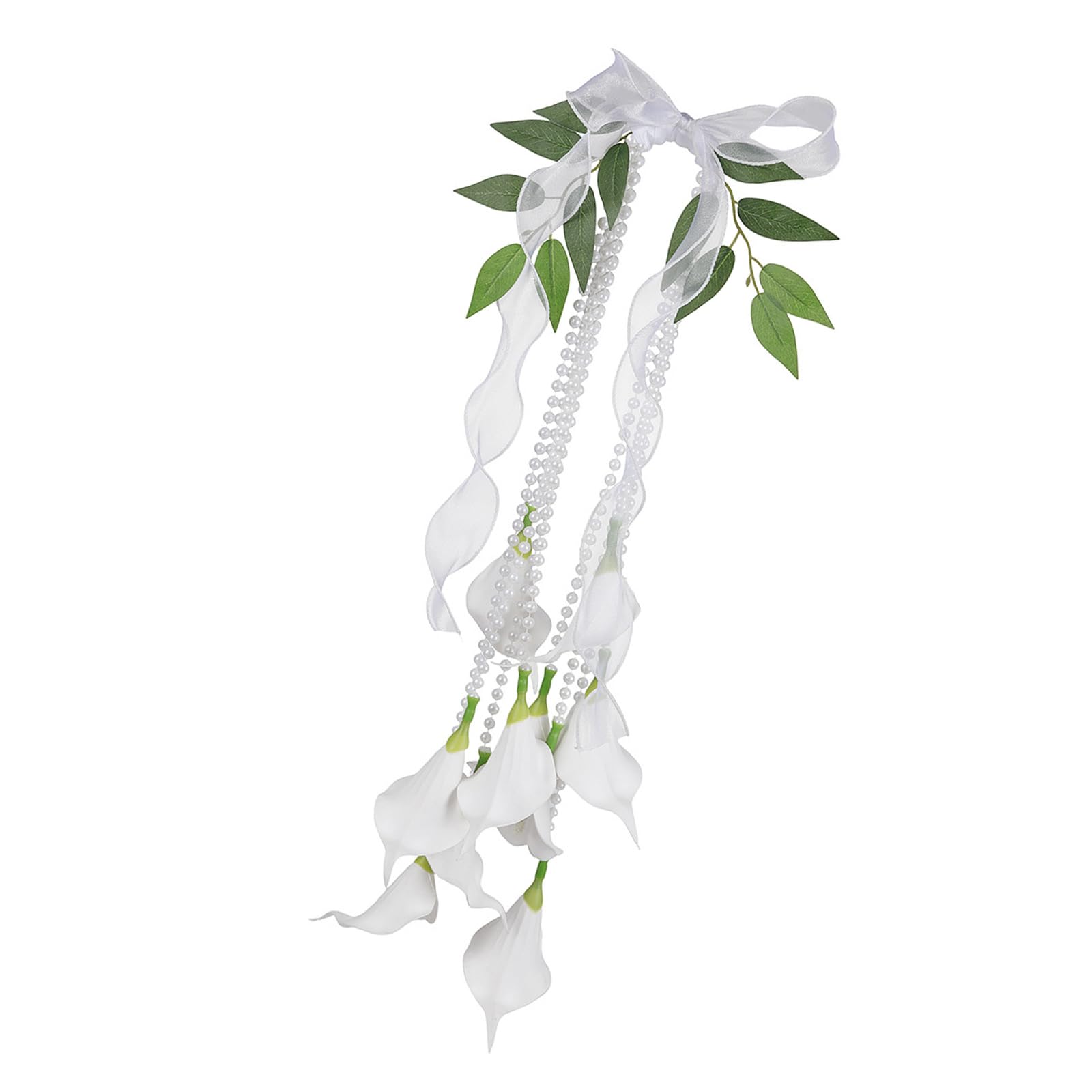 Qusinfc Beautiful White Calla Lilies Pearls Wedding Bouquets Accessory Designed for Bride and Photographers Seek Elegances Russian Fashion Wedding Flowers