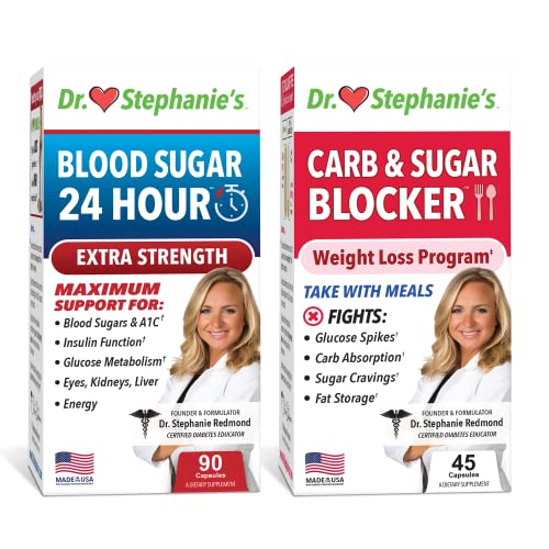 Pharmaganics Dr. Stephanie's 24 Hour Extra Strength Support + Carb & Sugar Blocker - Extra-Strength Supplement Bundle #TOP5