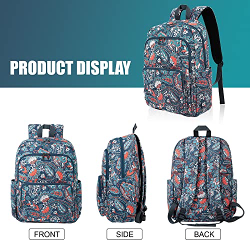 Searock Womens Quilted Backpack Large Cotton Traveling Dackpack Lightweight College Bookbag With Trolley Sleeve Gray Orange #TOP3
