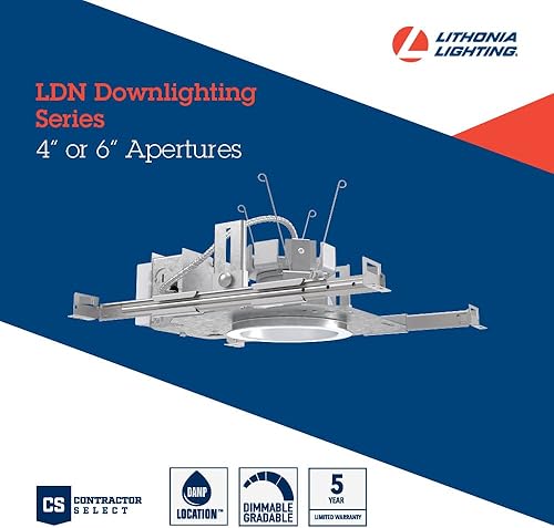 Miniatura 4 de Lithonia Lighting LDN 6in. Nueva construcción Downlight, carcasa LED sin IC, 1000LM, 3500K, 10% 0-10V atenuación