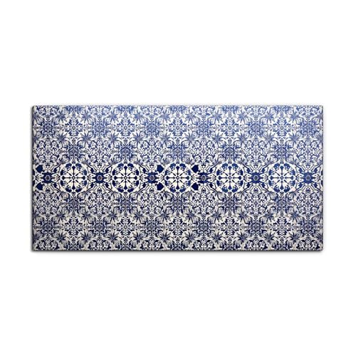 H-WALA Moroccan Tile Mosaic Canvas Wall Art, Elegant Blue And