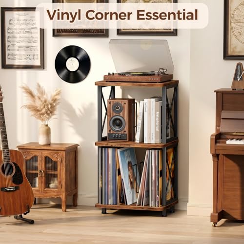Portin Record Player Stand with Vinyl Storage 3-Tier Turntable Stand Shelf - image 6
