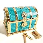 Large Double-layer Retro Metal Jewelry Chest, Pirate-style Lion Head Relief Treasure Box With Lock Women's Jewelry Storage (Oil Painting Green Golden)