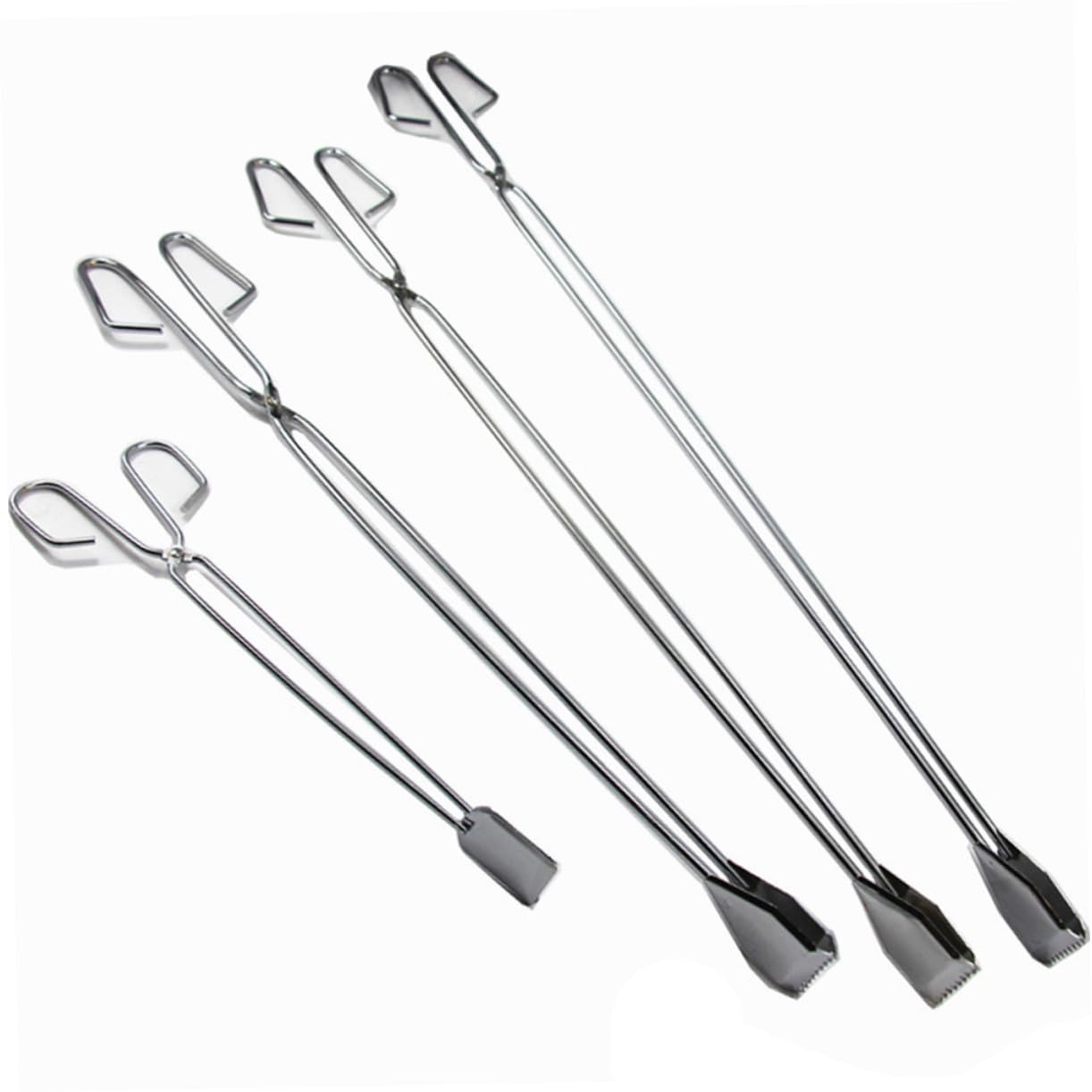 Holibanna 4Pcs Stainless Steel Scissor Tongs Garbage Clamp Tool Long Up Grabber for Outdoor Use for Camping Bbq Fishing and Litter Clean Up