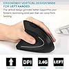 BeWishes Ergonomic Left-Handed Wireless Vertical Mouse, 2.4G, 3 Adjustable DPI (800/1200/1600), Specially for Left Handers