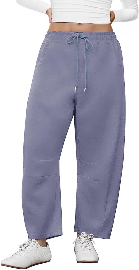 RITERA Plus Size Pants for Curvy Women Barrel Legs Sweatpants Drawstring Wide Leg Pants Lounge Trousers with Pockets XL-5XL