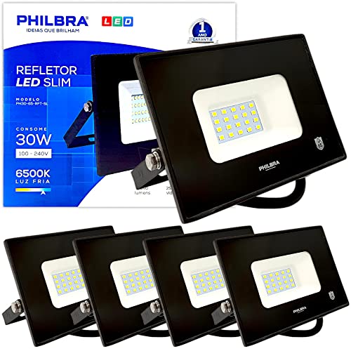 KIT 4 Refletor LED Holofote Slim 30W Bivolt Prova Dágua