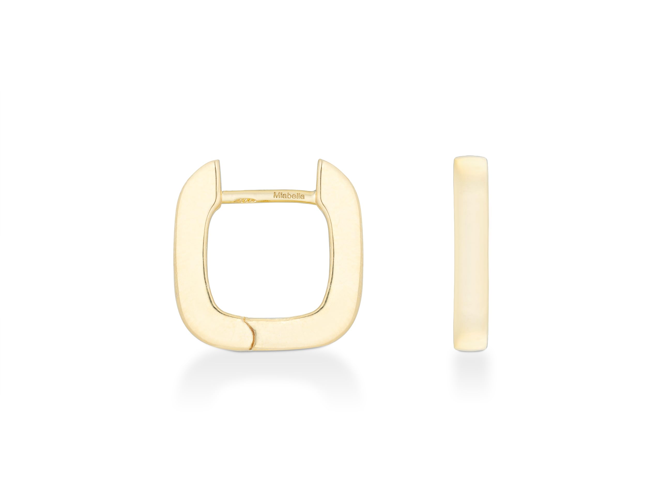 Miabella Italian 925 Sterling Silver or 18K Gold Plated 2.5mm Square Lightweight Small Huggie Hoop Earrings for Women/Made in Italy