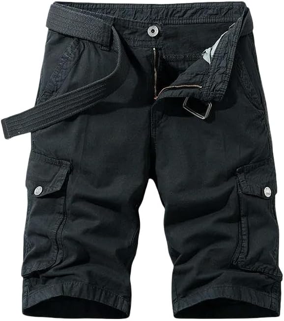 Men's Summer Baggy Multi Pocket Military Cargo Shorts Cotton Tactical-Style No Belt
