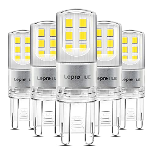 Lepro 2.6W G9 LED Lampe 320 Lumen, Kein Flackern, 6000k kaltweiß G9 LED Leuchtmittel Ersatz 30W herkömmlichen Lampe, 300° Abstrahlwinkel, nicht dimmbar 5er Pack 5 Stück (1er Pack) Kaltweiß