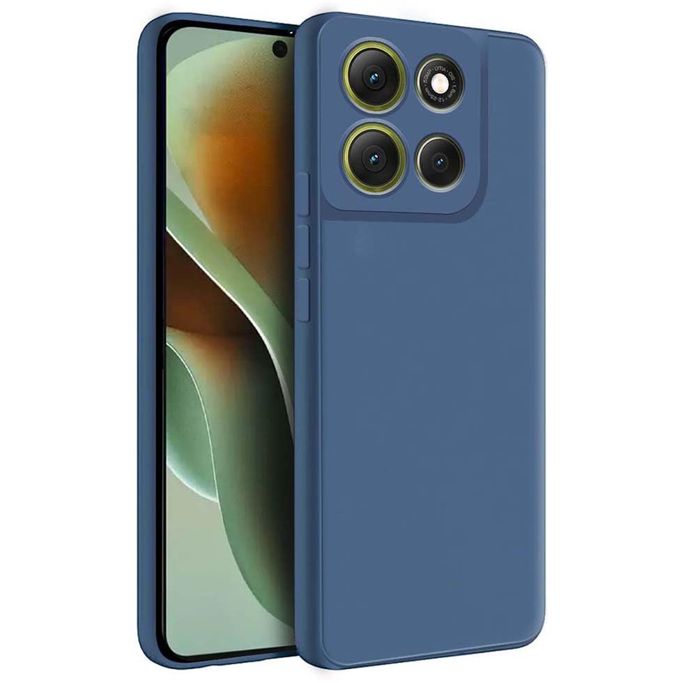 Image of Fashionury Liquid Silicon Back Cover for Motorola G86 Power 5G | Camera Protection | Anti-Fingerprint | Inner Velvet Fabric | Ultra Slim Case (Blue)