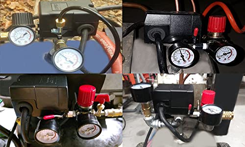 Fbang Air Compressor Pressure Switch With Pressure Regulator, 90-120 Psi Pressure Gauge Accessory Air Compressor Switch #TOP4
