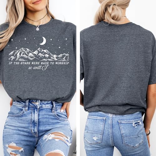 If The Stars were Made to Worship So Will I T-Shirt - Jesus Shirt Christian Tee Tops - Mountain Design Apparel3